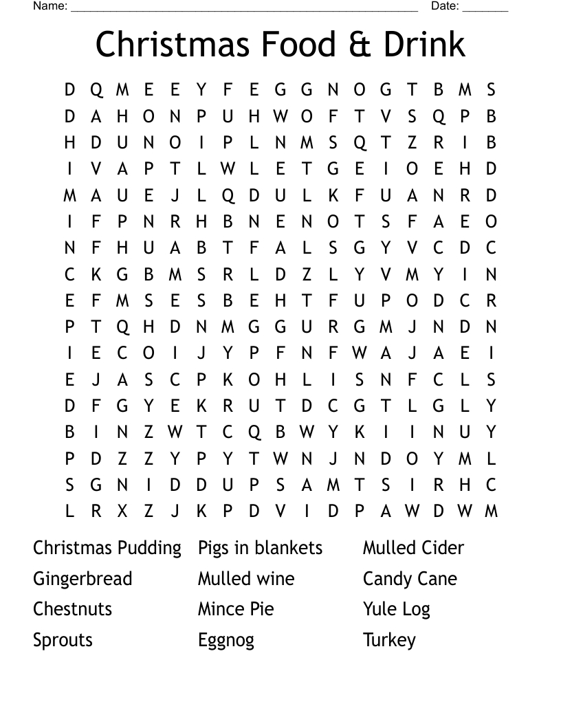 Christmas Food &amp;amp; Drink Word Search - Wordmint with regard to Christmas Word Search Printable