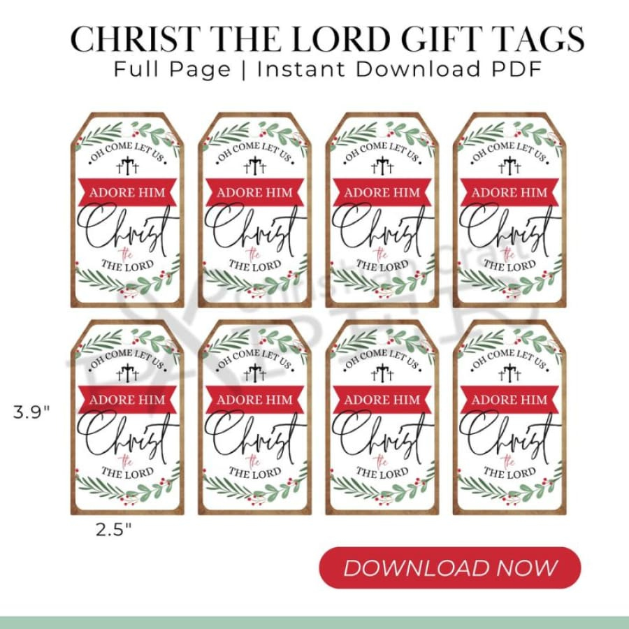 Christmas Gift Tags | Oh Come Let Us Adore Him | Digital Download throughout Christian Christmas Tags Printable