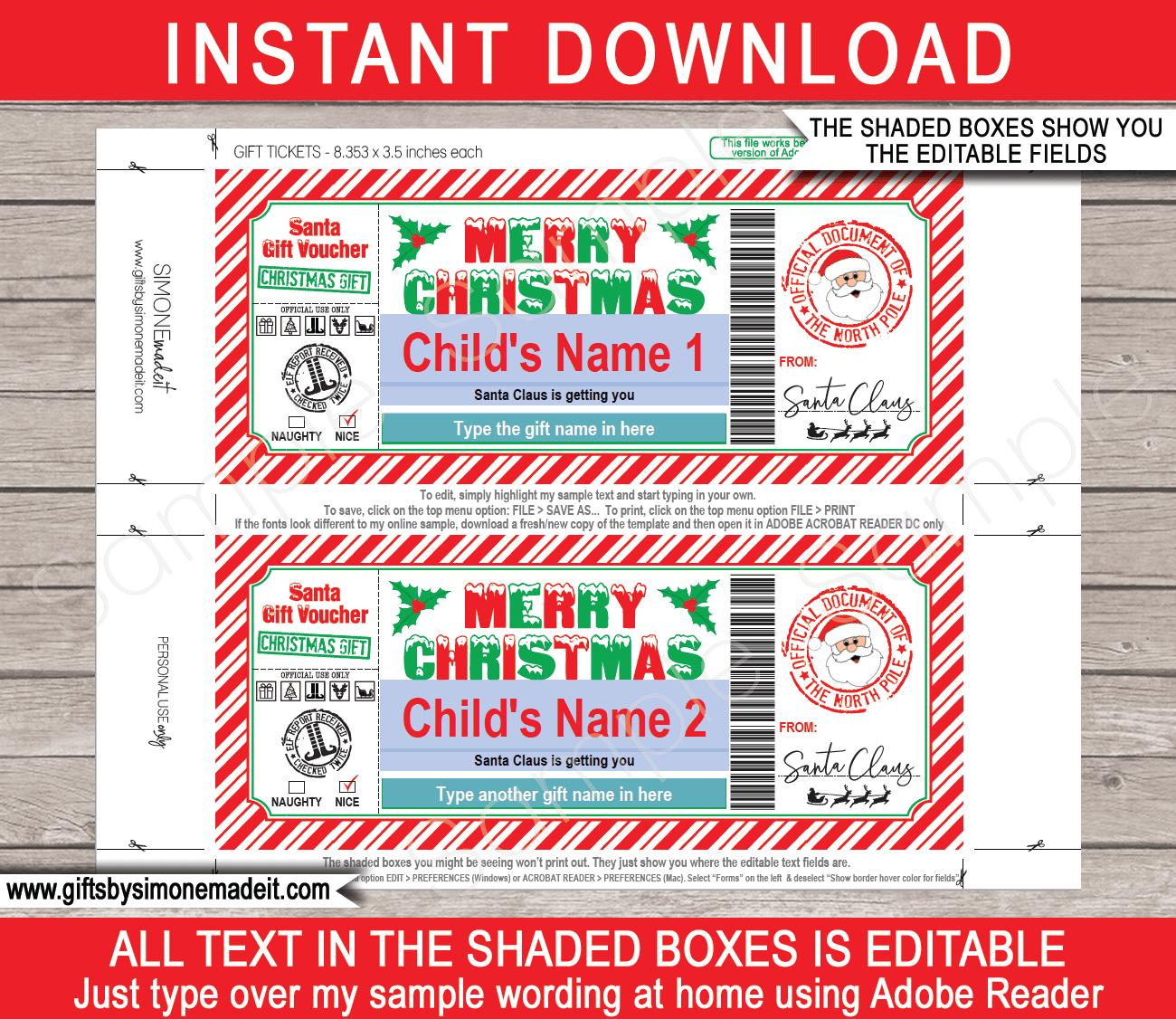 Christmas Gift Voucher From Santa Template - Red &amp;amp; Green intended for Christmas Gift Card Printable At Home