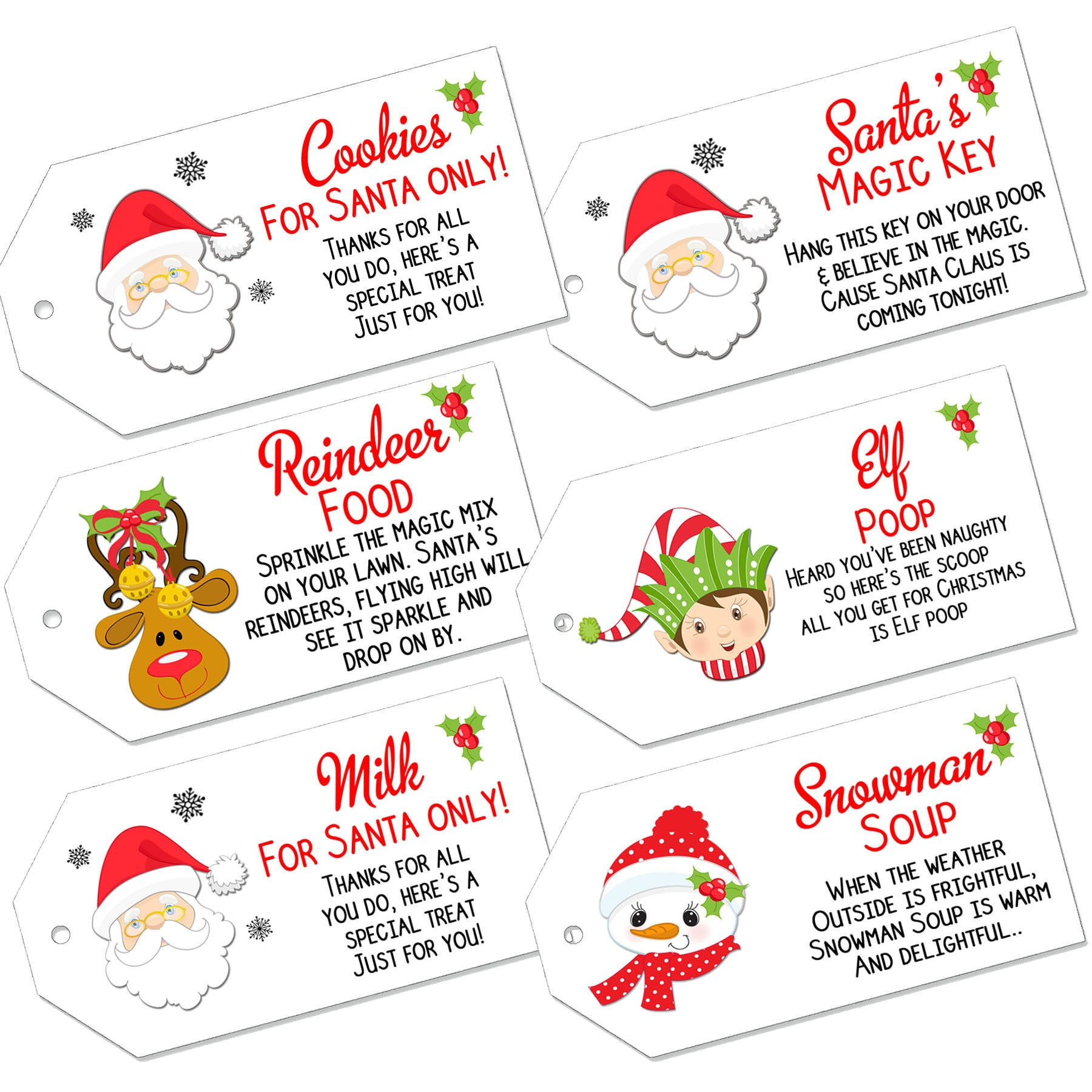 Christmas Labels Magic Reindeer Food Santas Key Milk Snowman Soup with Reindeer Food Printable Labels
