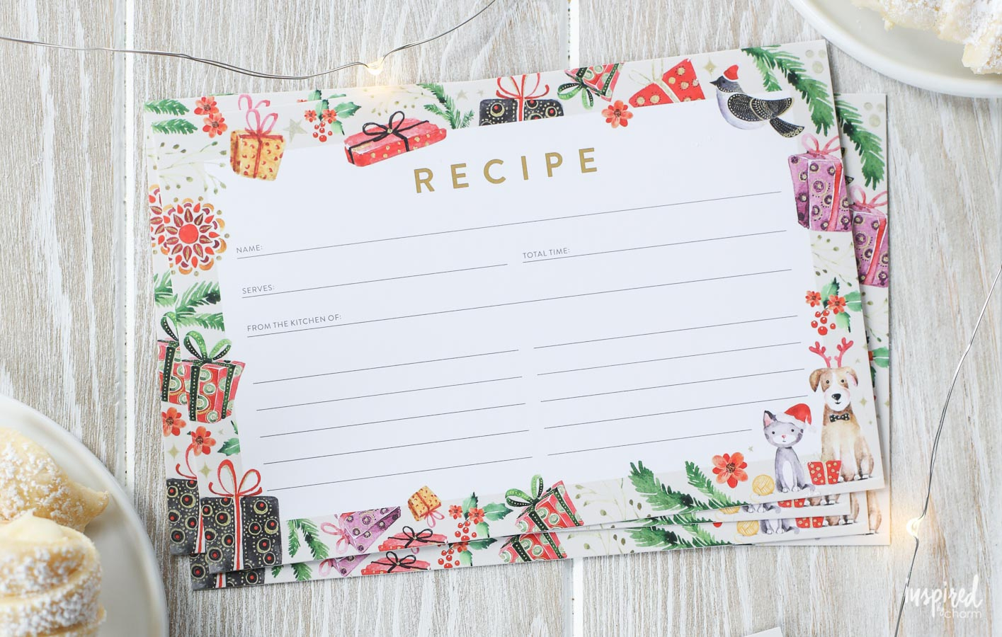 Christmas Recipe Card Printable - Holiday Recipe Card Download regarding Printable Christmas Recipe Tags