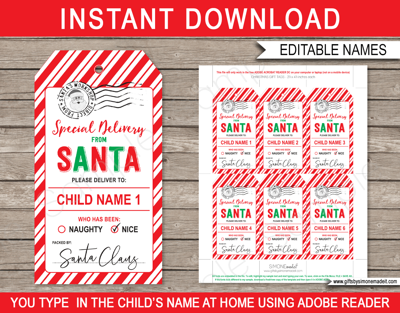 Christmas Santa Gift Tags - Red &amp;amp; Green with regard to Printable Christmas Tags From Santa