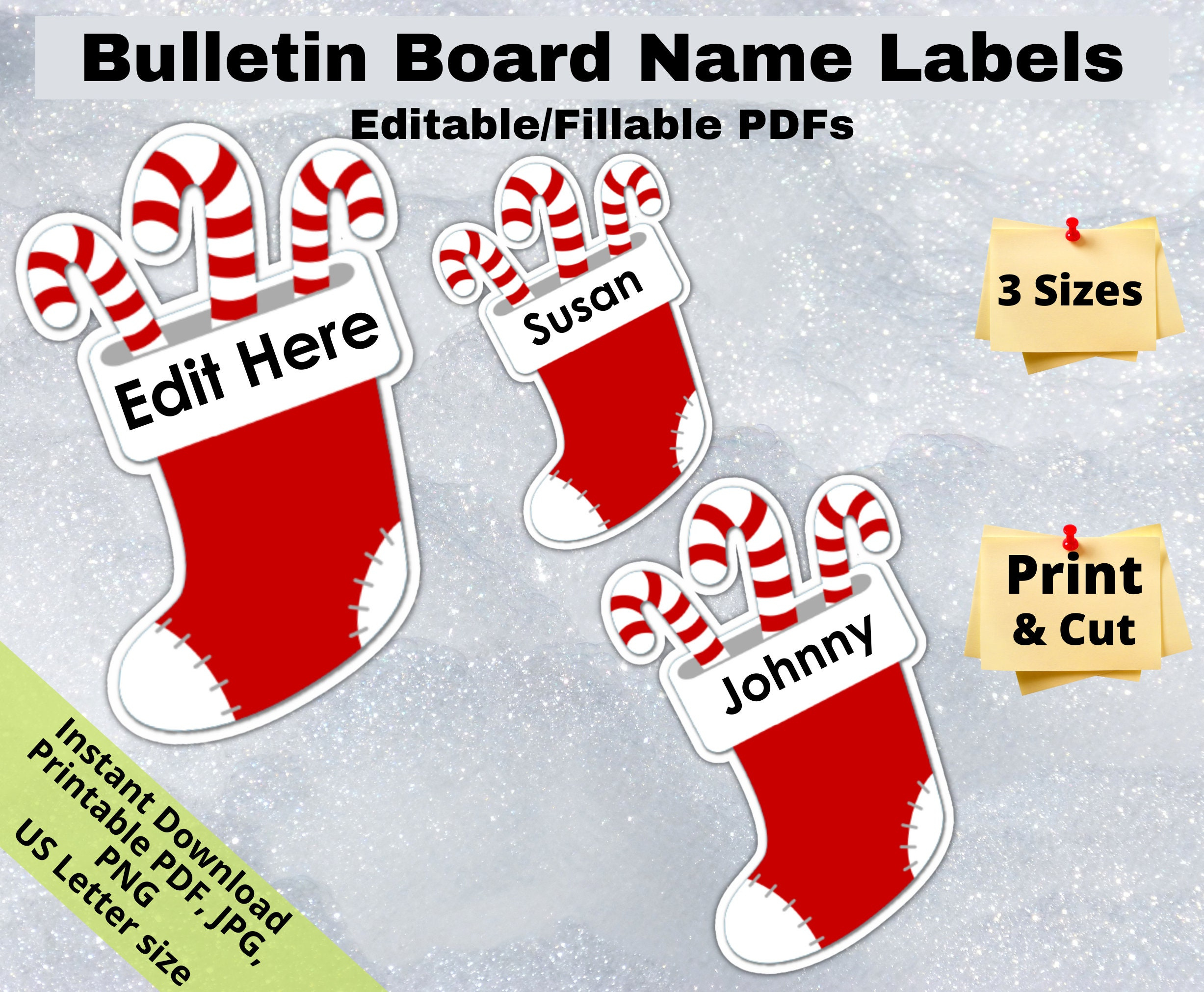 Christmas Stocking, Editable Student Name Tags Printables inside Christmas Stocking Tags Printable