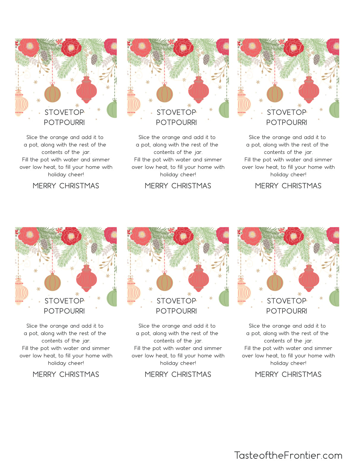 Christmas Stovetop Potpourri Gift Printable Tags intended for Free Printable Christmas Potpourri Tags