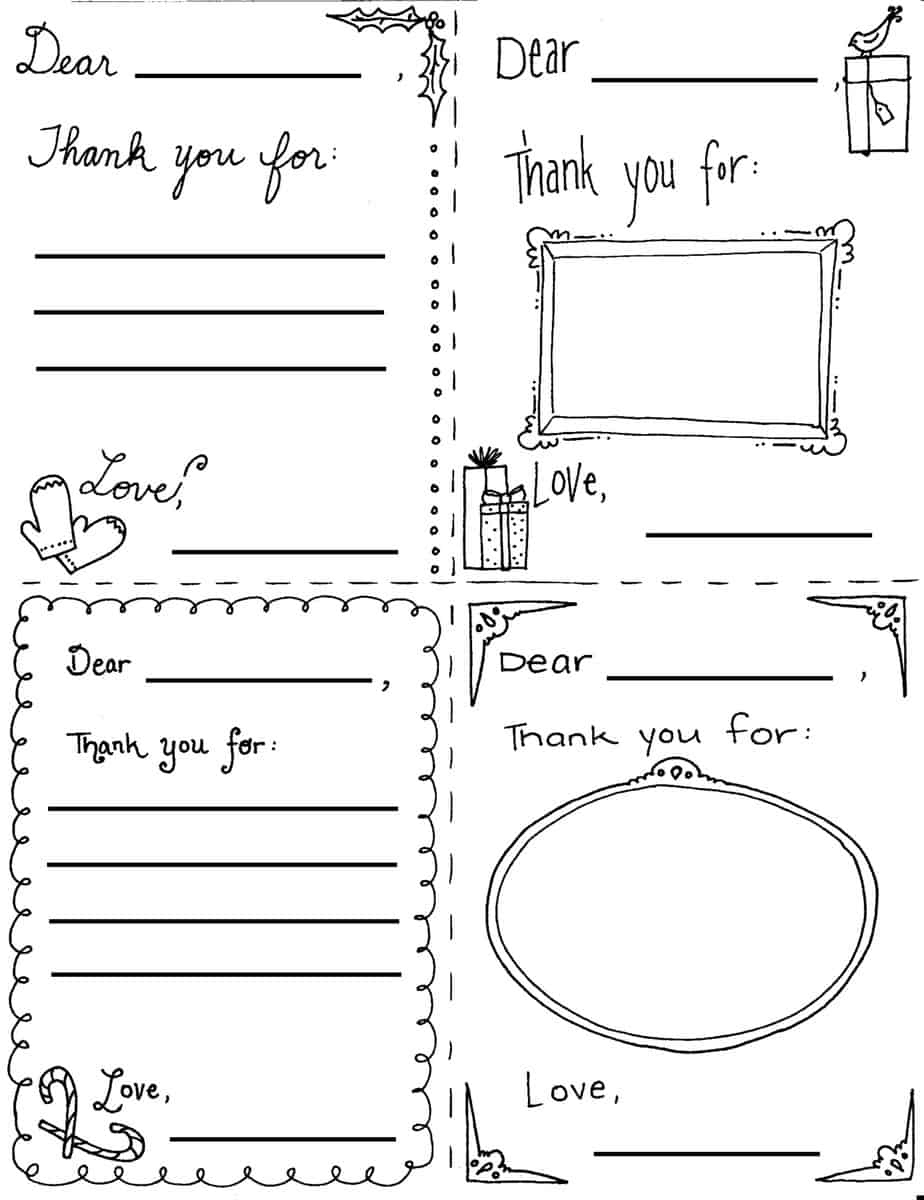 Christmas &amp;quot;Thank You Cards&amp;quot; Coloring Page inside Thank You Cards Printable For Kids