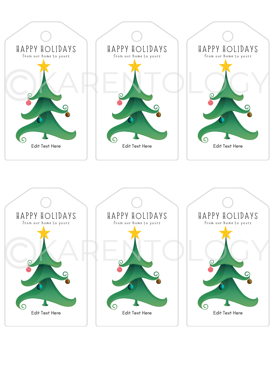 Christmas Tree Gift Tag - Instant Download, Editable, Printable regarding Christmas Tree Tags Printable