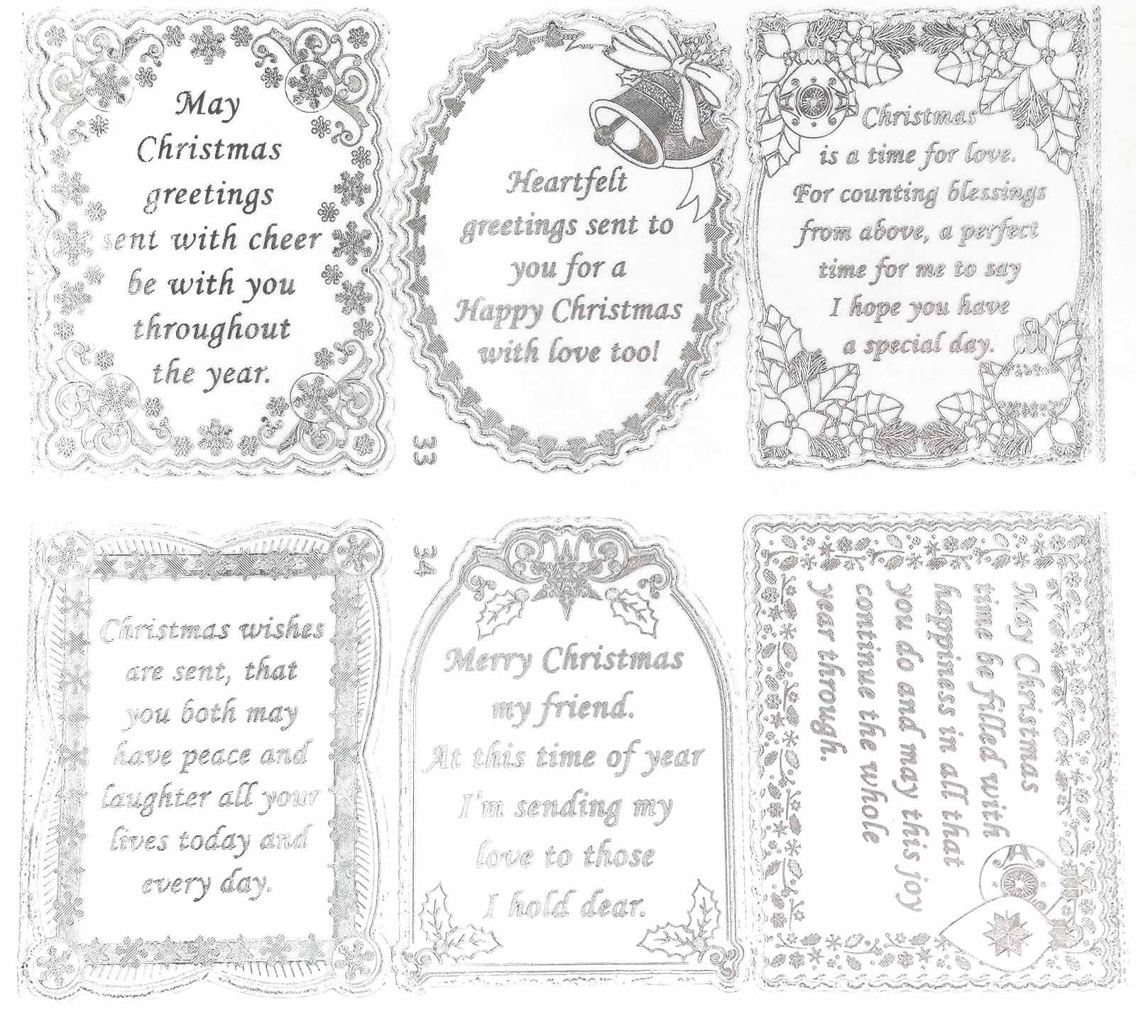 Christmas Verses Transparent Silver Double Embossed Peel Off in Free Printable Christmas Card Sentiments