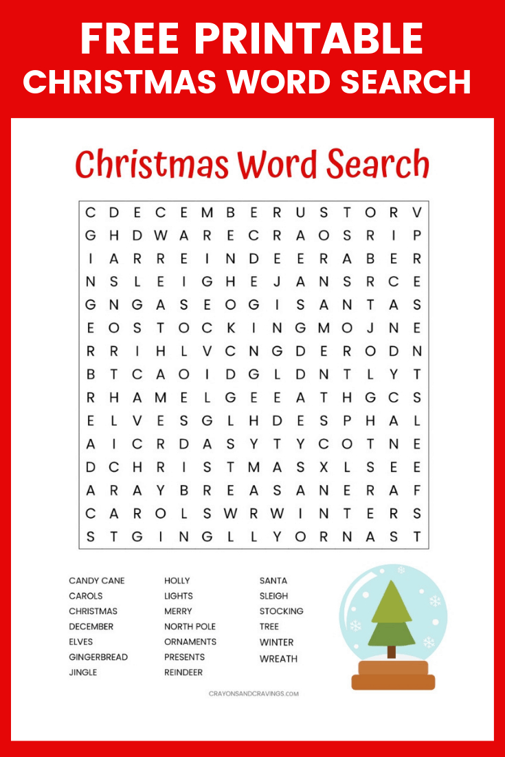 Christmas Word Search Printable (For Kids Or Adults) with Christmas Printable Puzzles