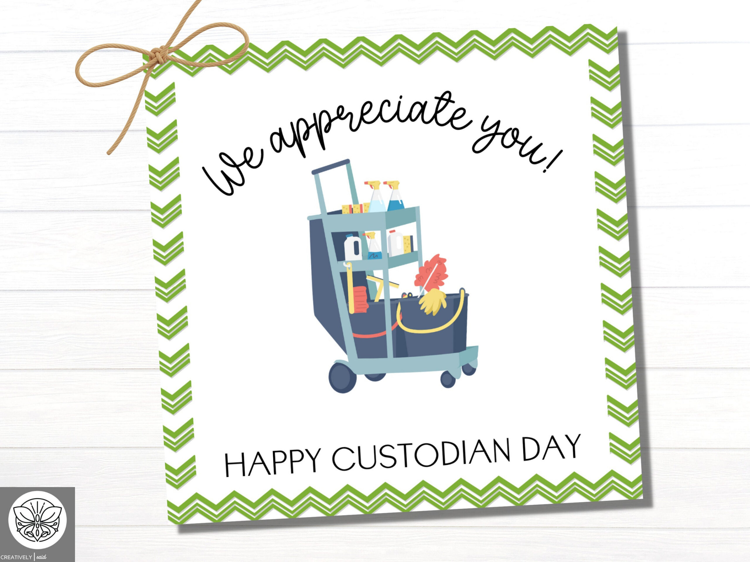 Custodian Appreciation Day Printable Gift Tag | Janitor Thank You within Free Printable Custodian Thank You Cards