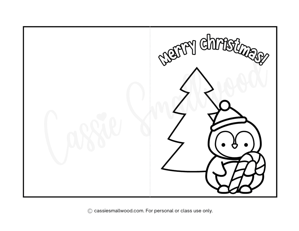 Cute Christmas Cards To Color - Cassie Smallwood throughout Free Printable Christmas Card Coloring Pages