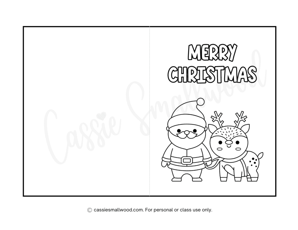 Cute Christmas Cards To Color - Cassie Smallwood throughout Printable Christmas Card Colour