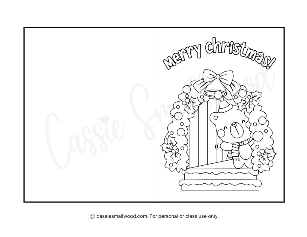 Cute Christmas Cards To Color - Cassie Smallwood with regard to Printable Christmas Card to Colour
