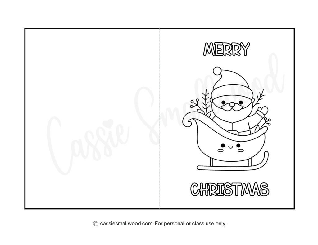 Cute Christmas Cards To Color - Cassie Smallwood within Printable Christmas Card Template Black and White