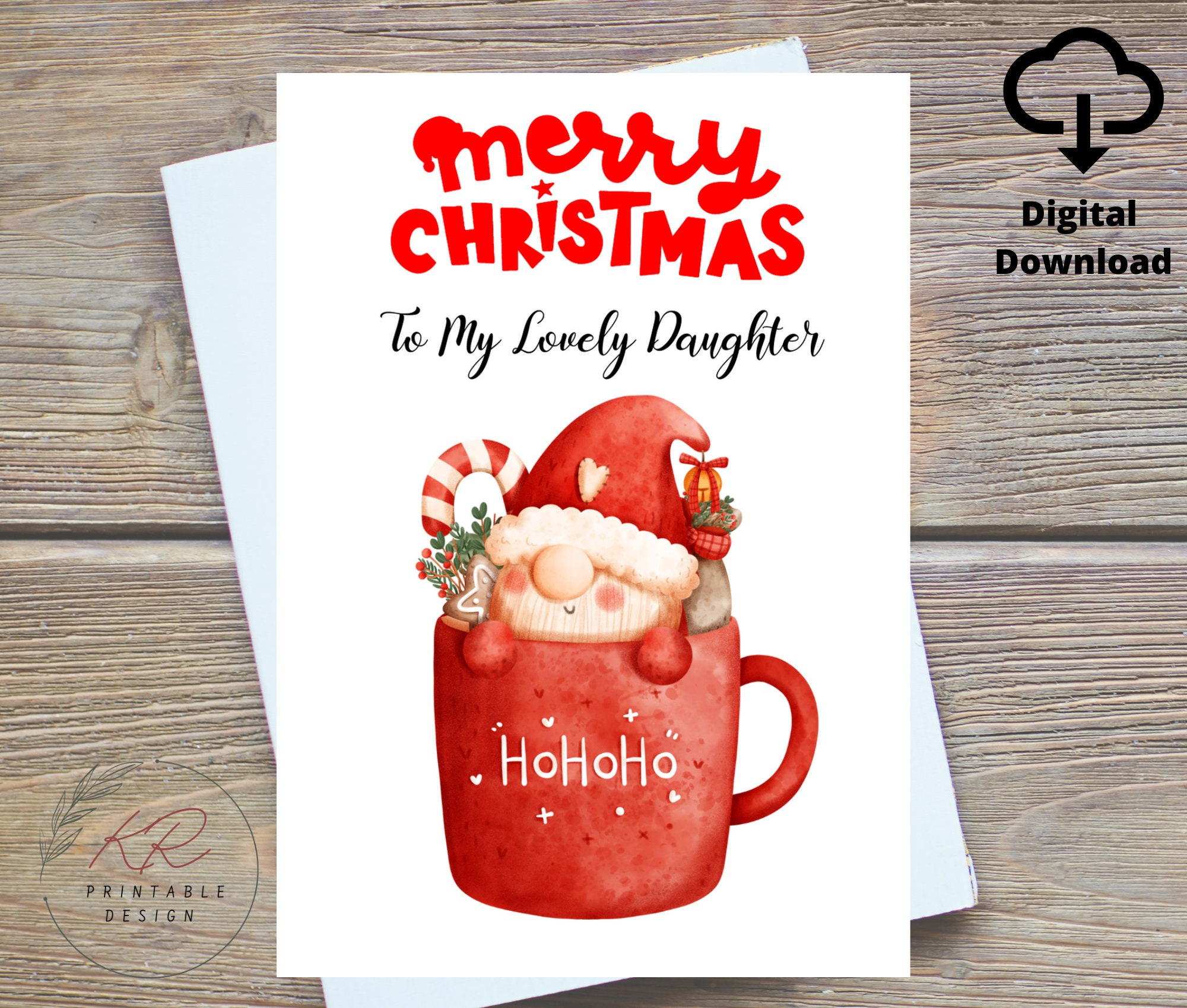 Daughter Christmas Card Digital, Christmas Card For Daughter, Cute Daughter  Christmas Card, Daughter Christmas Card, Digital Christmas Card within Printable Christmas Card For Daughter