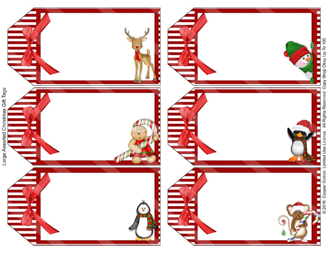 Digital Printable Assorted Large Holiday Gift Tags - Christmas with Large Printable Christmas Name Tags