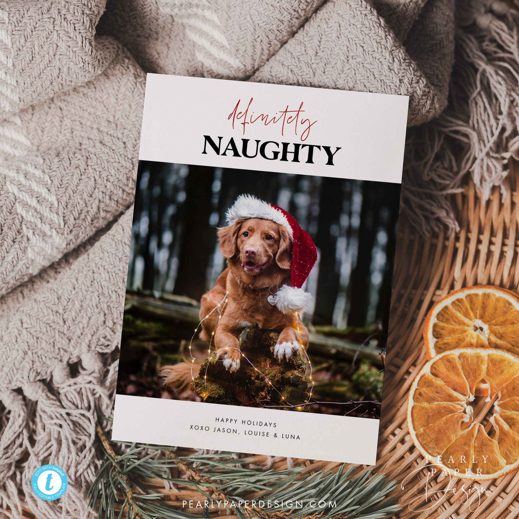 Dog Holiday Card Template, Minimalist Photo Holiday Templett regarding Printable Christmas Card Dog