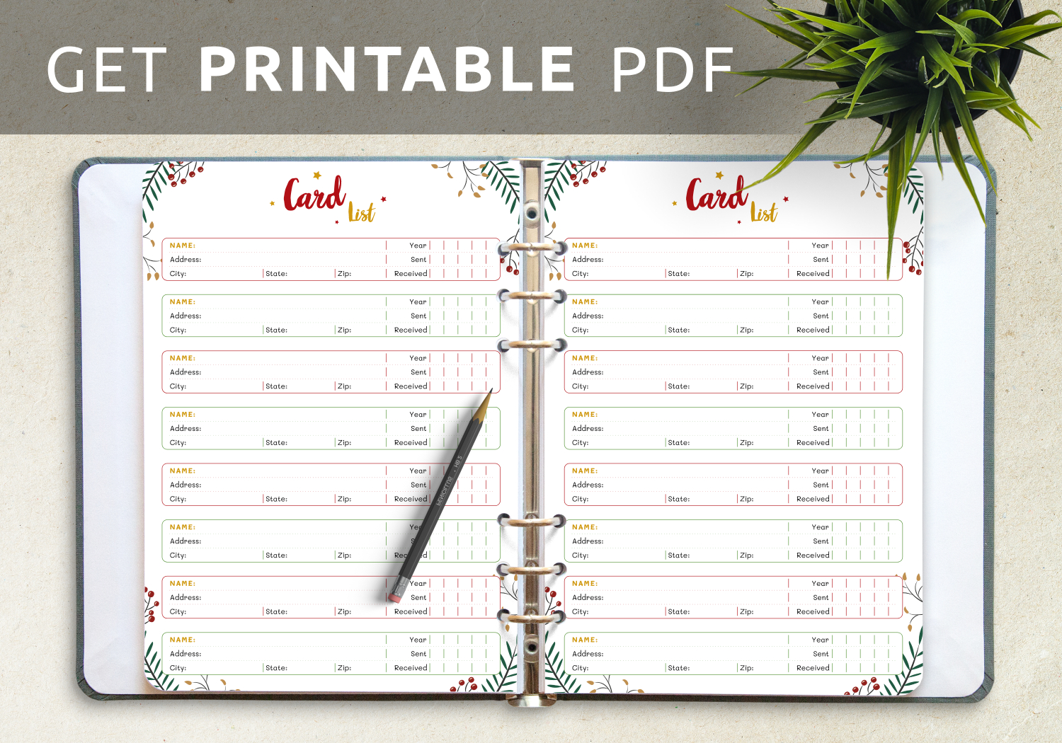 Download Printable Christmas Style - Card List Pdf inside Free Printable Christmas Card List