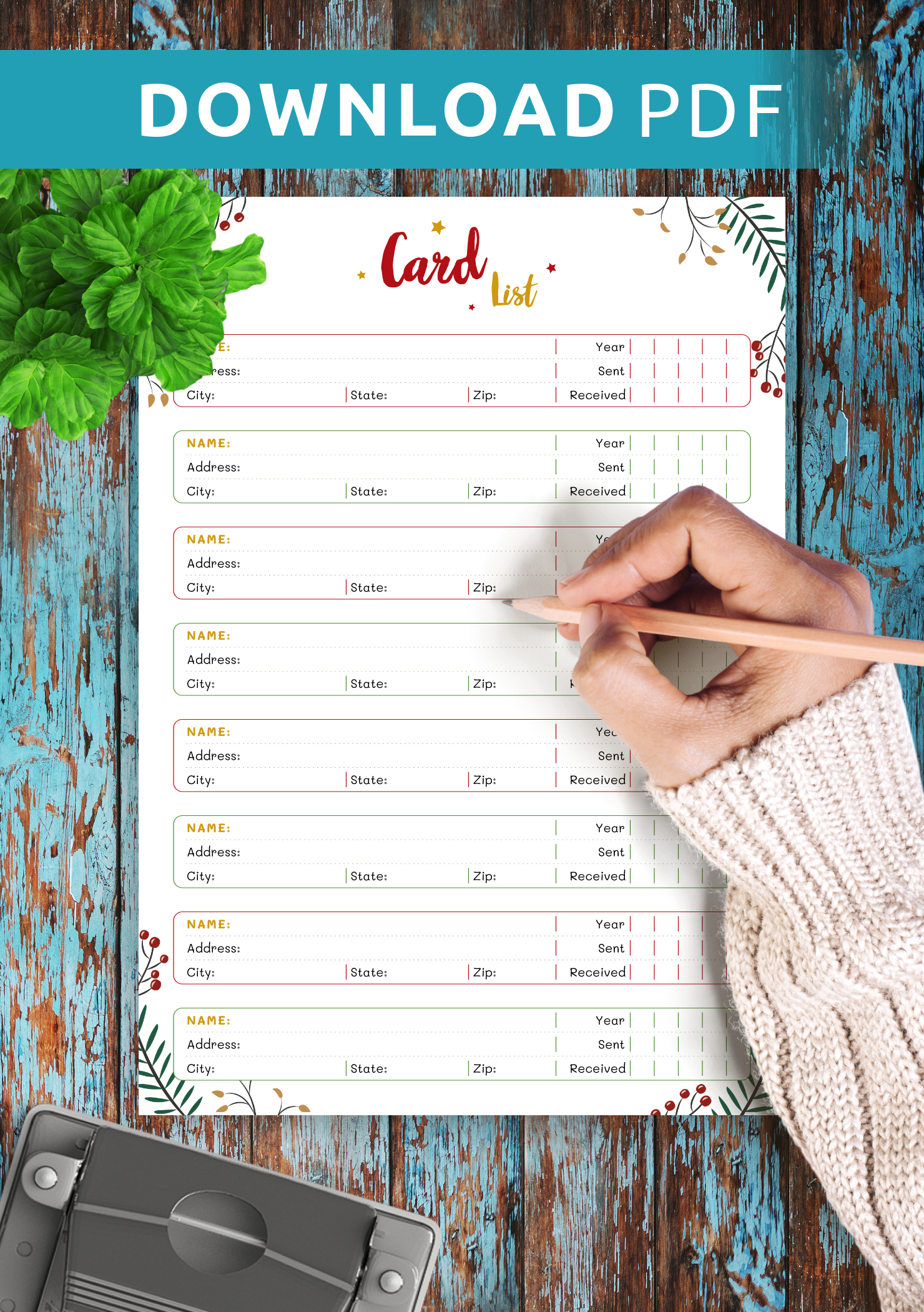 Download Printable Christmas Style - Card List Pdf inside Printable Christmas Card List