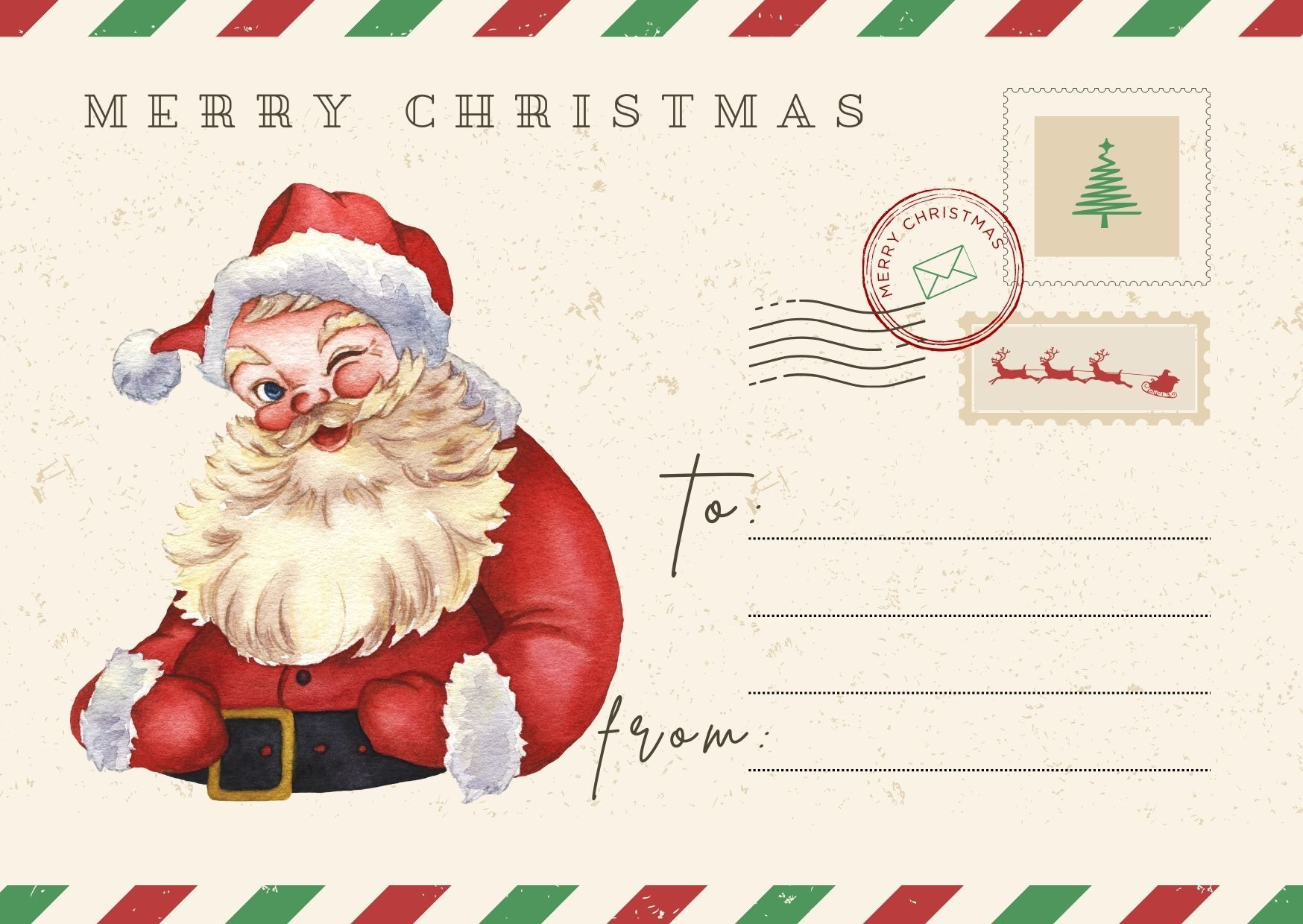 Downloadable And Printable Christmas Greeting Card (Santa Claus regarding Printable Christmas Card