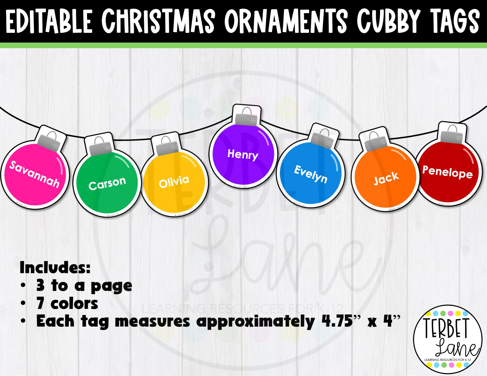 Editable Christmas Ornament Cubby Tags | Locker Labels - Classful for Christmas Cubby Tags Free Printable