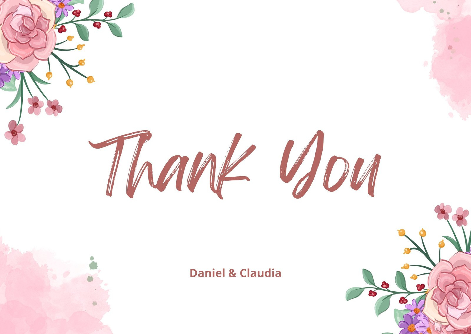 Free Custom Printable Bridal Shower Thank You Card Templates | Canva for Flower Thank You Cards Printable