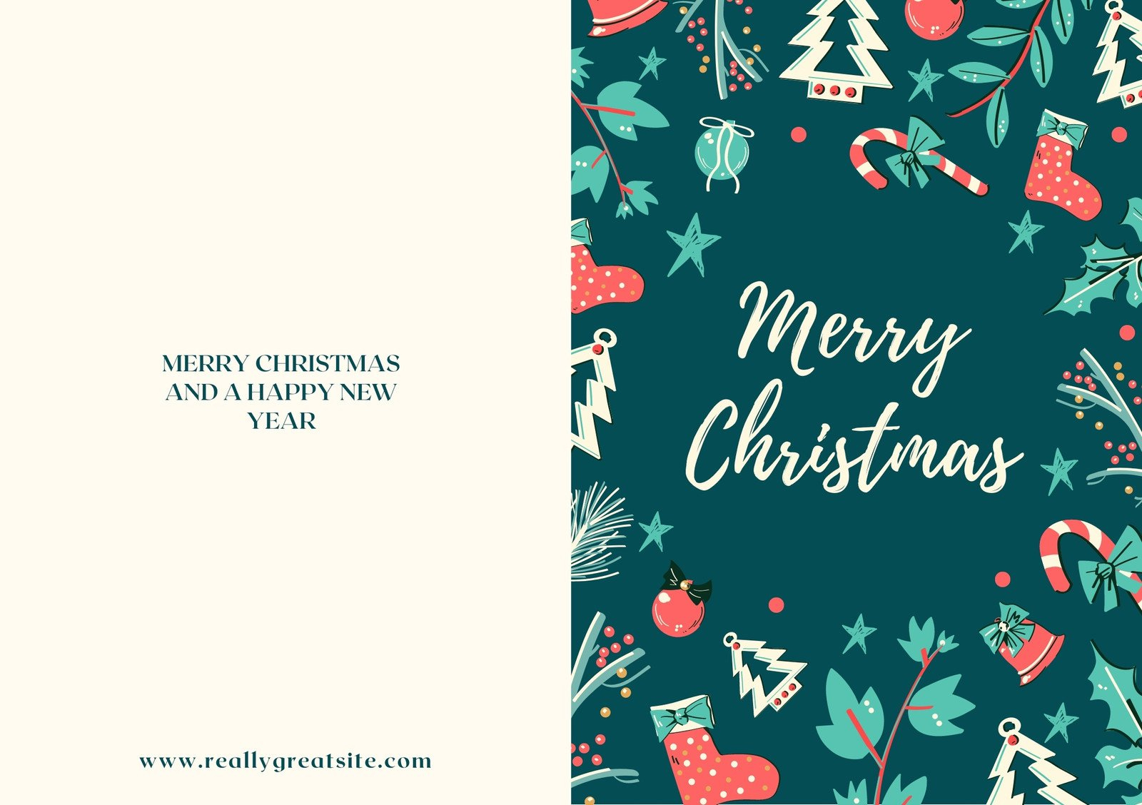 Free Custom Printable Christmas Folded Card Templates | Canva pertaining to Printable Christmas Card Maker