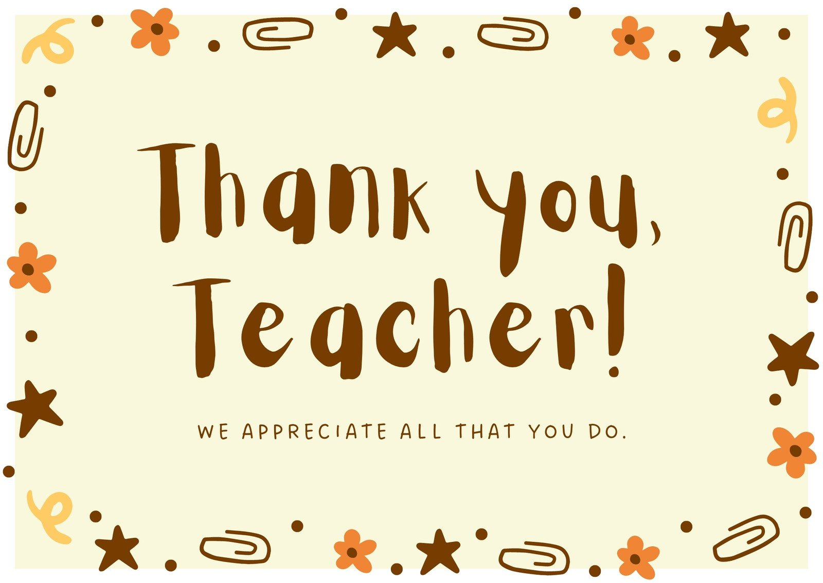 Free Custom Printable Teacher Thank You Card Templates | Canva inside Teacher Thank You Cards Printable