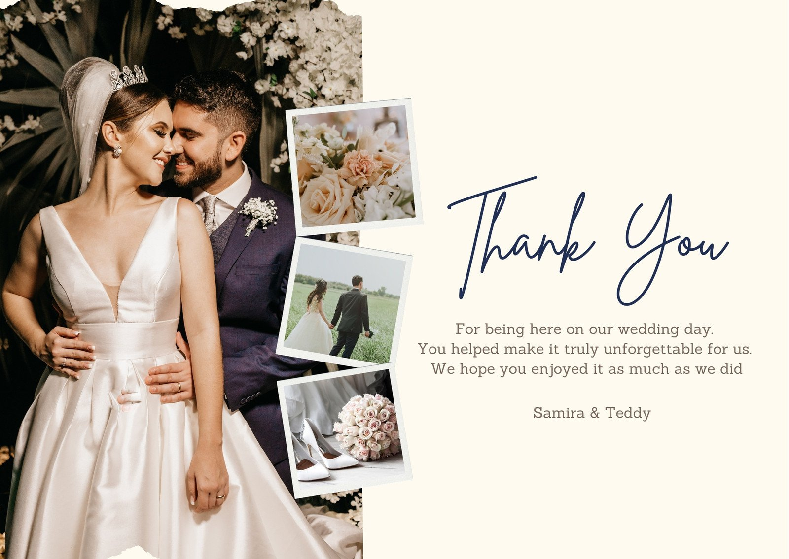 Free Custom Printable Wedding Thank You Card Templates | Canva regarding Blank Wedding Thank You Cards Printable