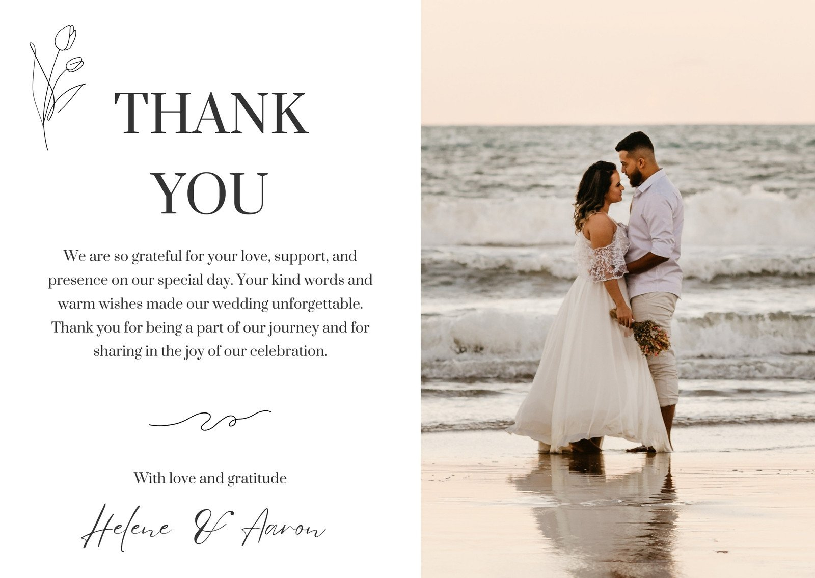 Free Custom Printable Wedding Thank You Card Templates | Canva with Wedding Thank You Cards Printable