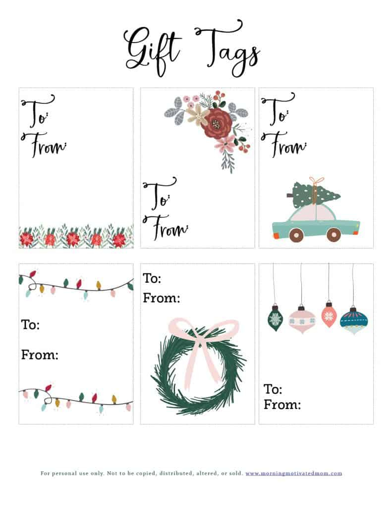 Free Gift Tags Printable – Morning Motivated Mom inside Christmas Present Tags Printable