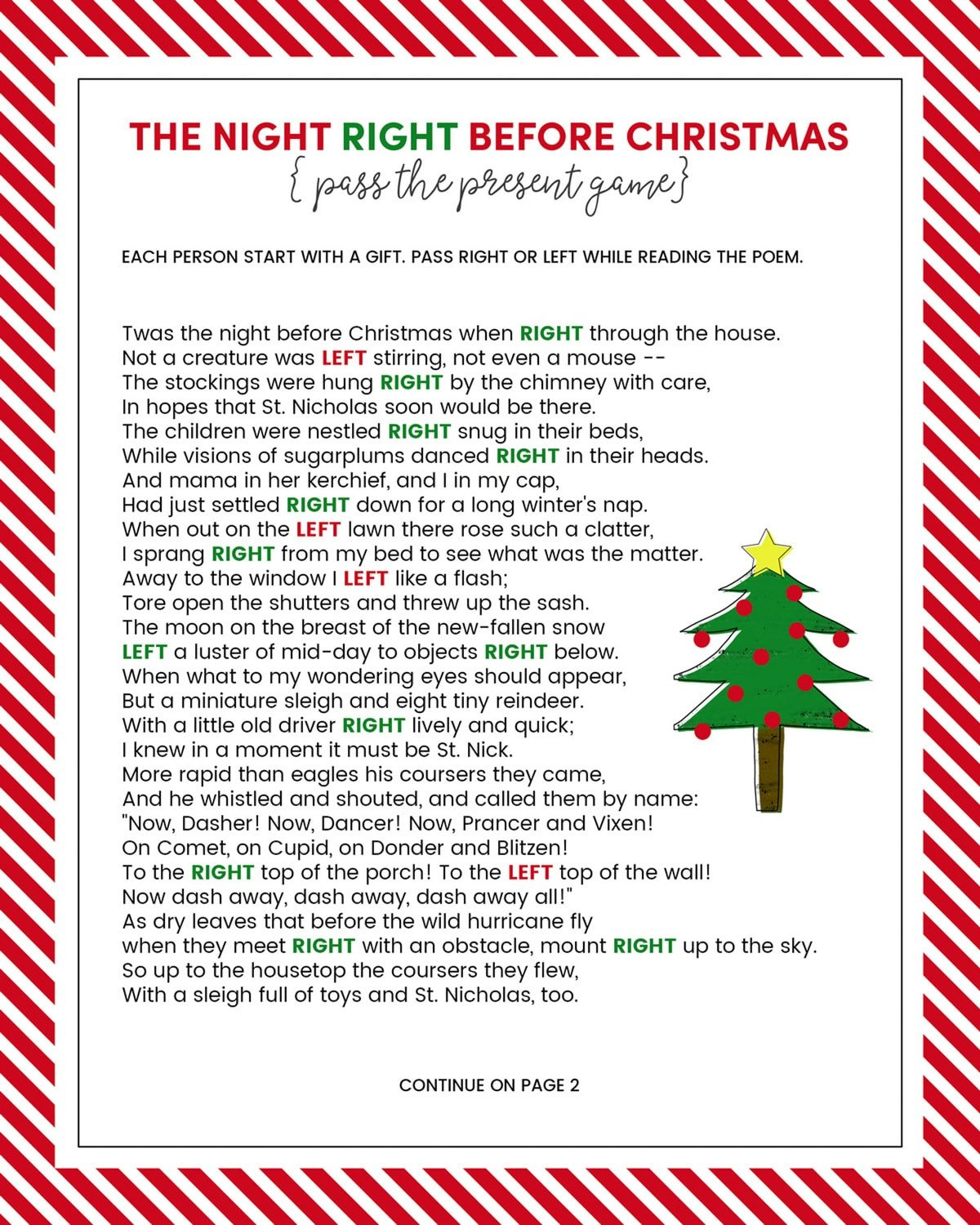 Free Left Right Christmas Story intended for Left And Right Christmas Game Printable