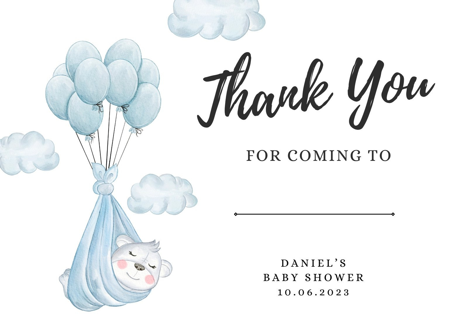 Free Printable Baby Shower Thank You Card Templates | Canva in Free Printable Event Thank You Cards