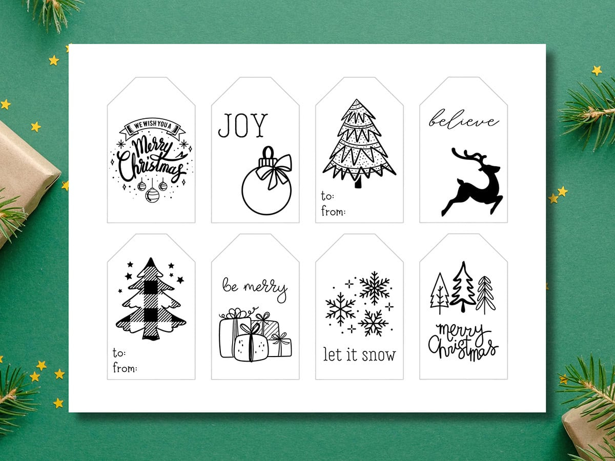 Free Printable Black And White Christmas Gift Tags - Aubree Originals for Black and White Printable Christmas Tags
