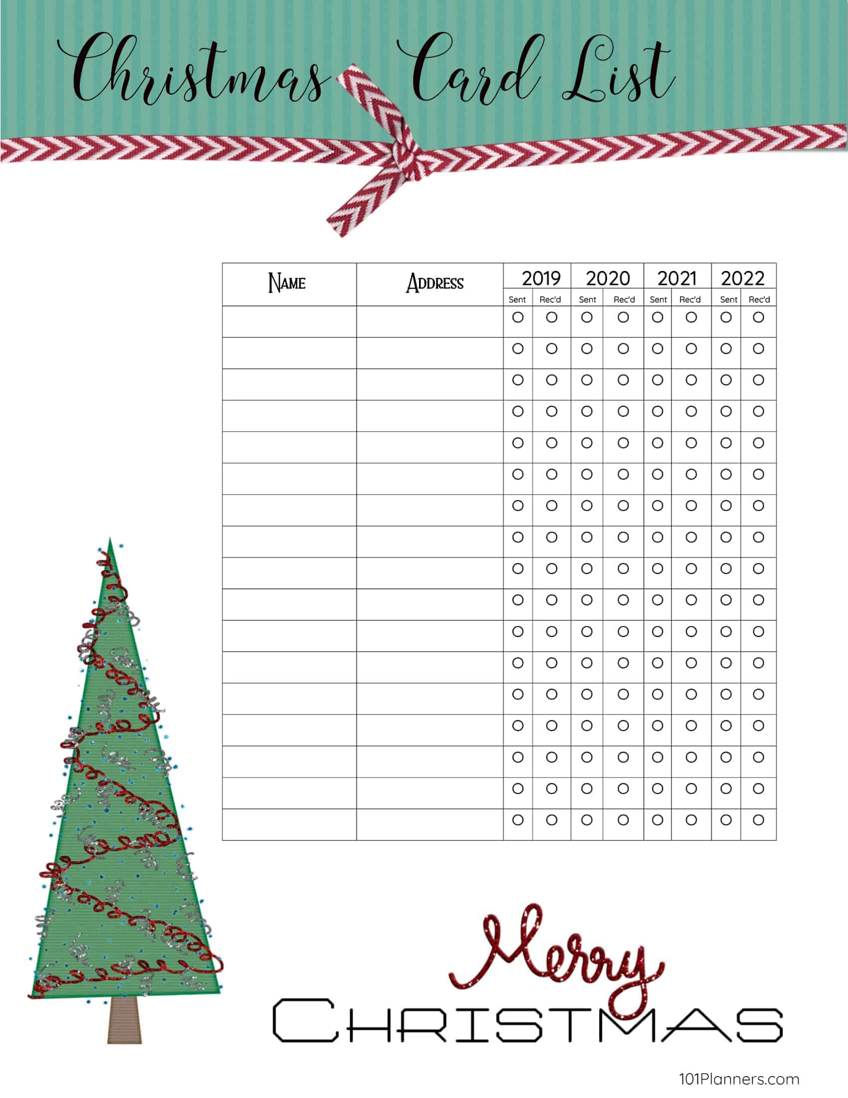Free Printable Christmas Gift List Template intended for Printable Christmas Card List Template
