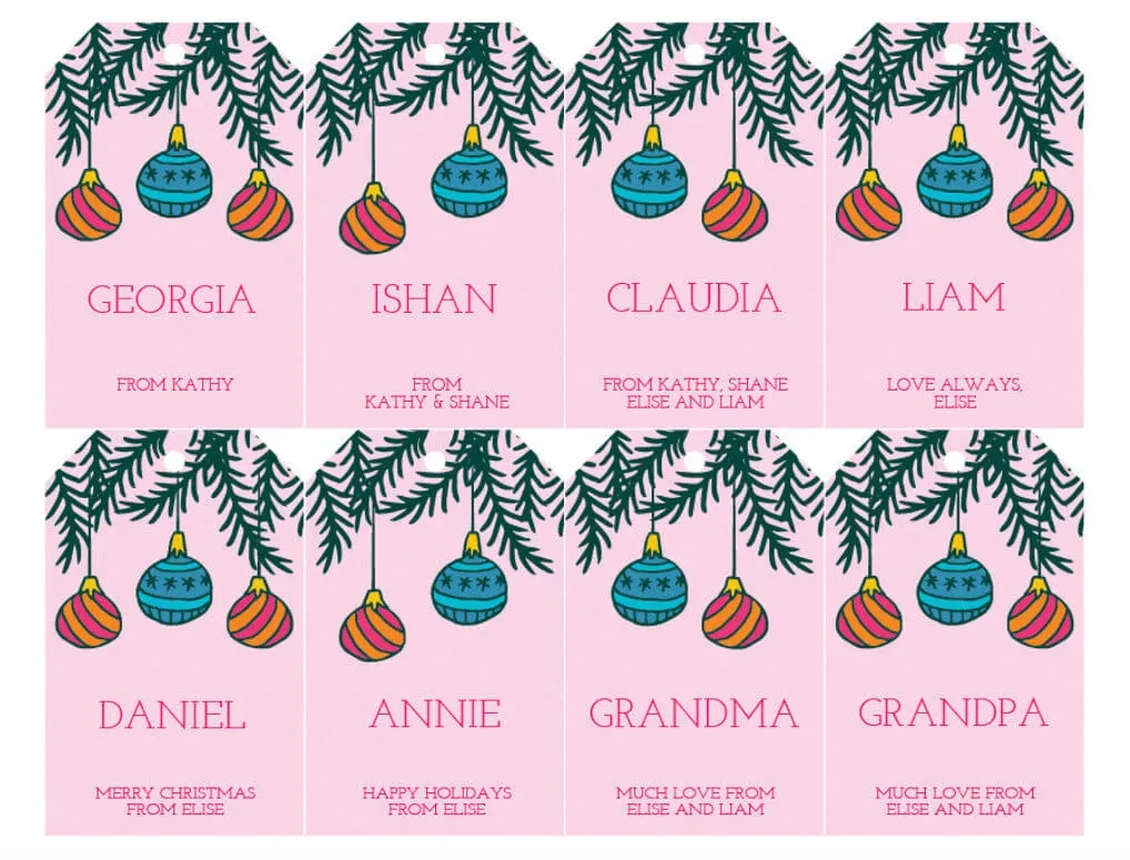 Free Printable Christmas Gift Tags In Pink - Editable - Merriment with regard to Free Printable Editable Christmas Gift Tags
