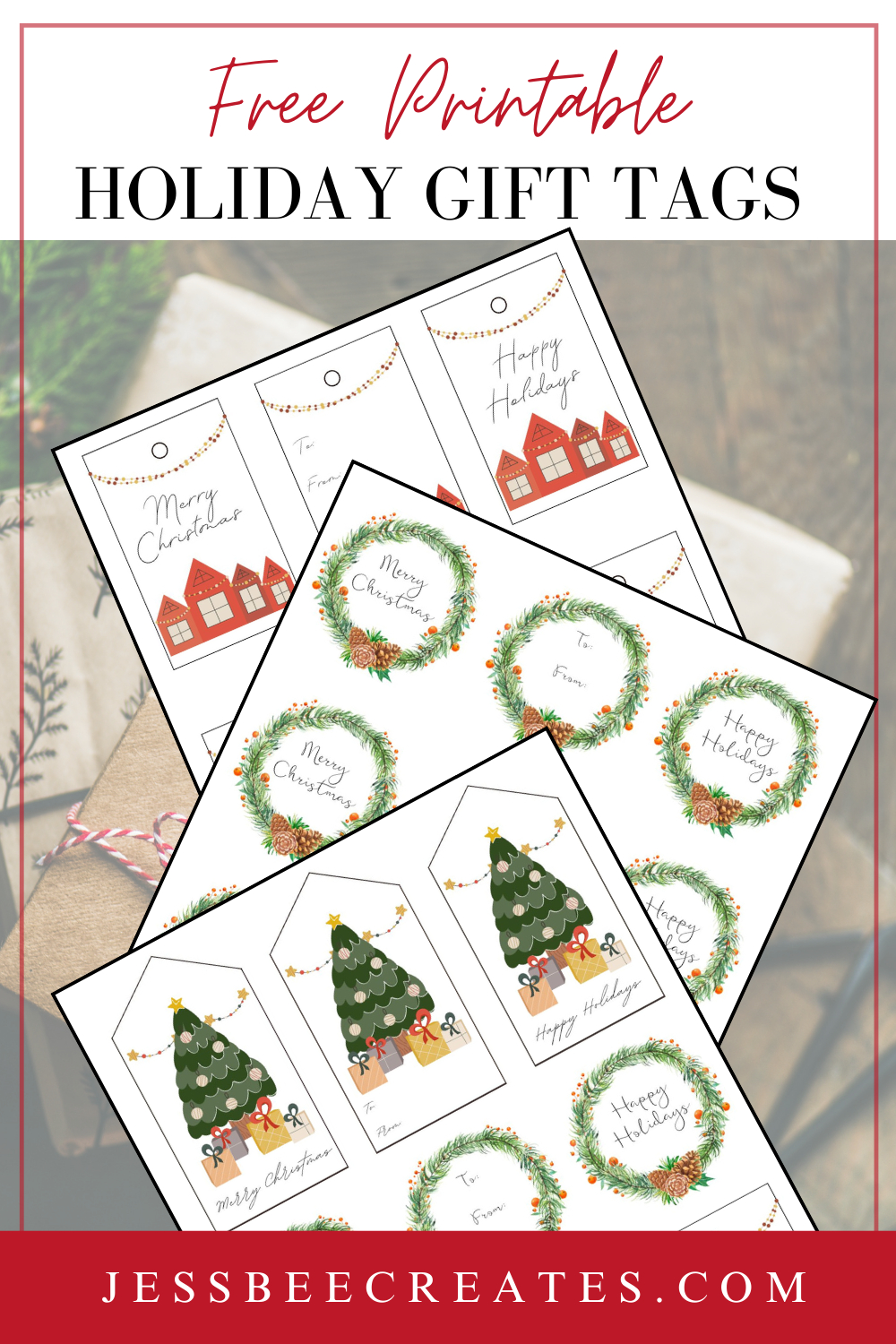 Free Printable Christmas Holiday Gift Tags – Jessbeecreates for Printable Christmas Tags Free Download