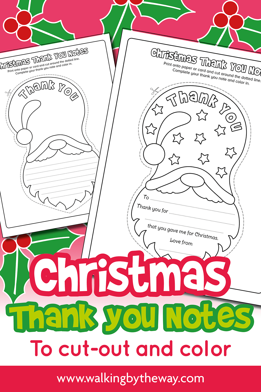 Free Printable Christmas Thank You Notes For Kids - Walkingthe Way for Free Printable Christmas Thank You Note Cards