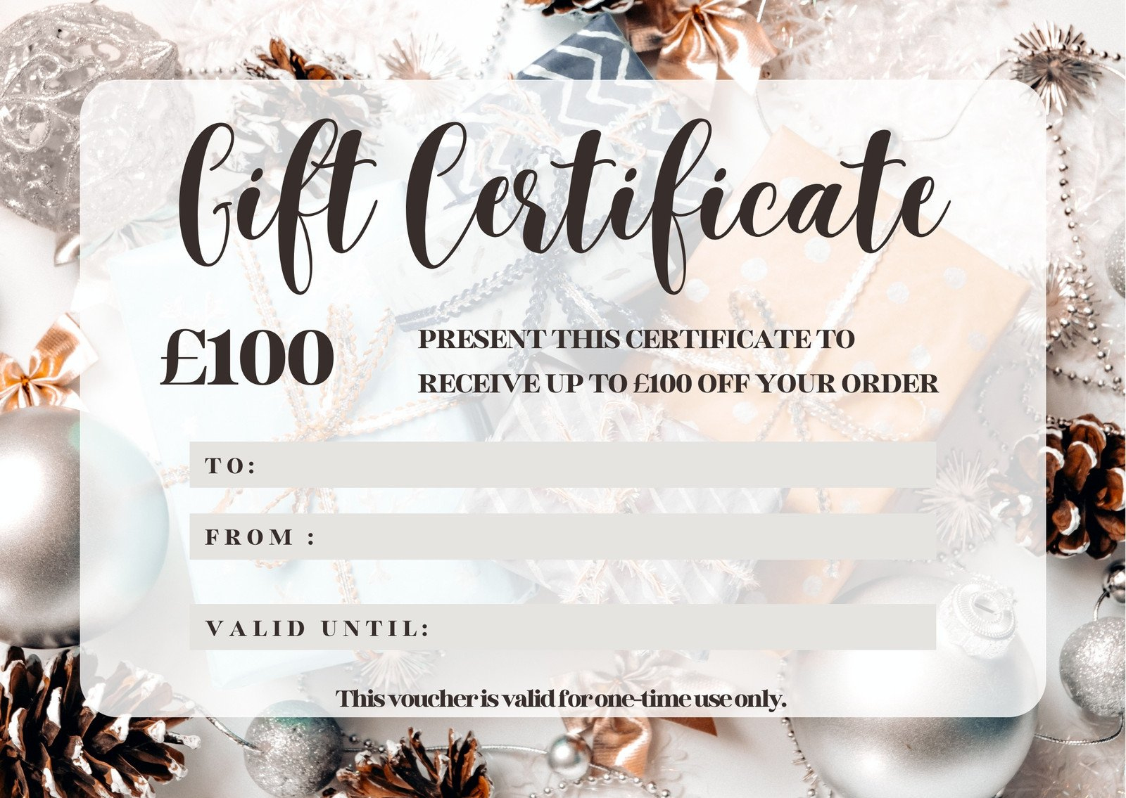 Free, Printable Custom Christmas Gift Certificate Templates | Canva within Christmas Gift Card Printable At Home