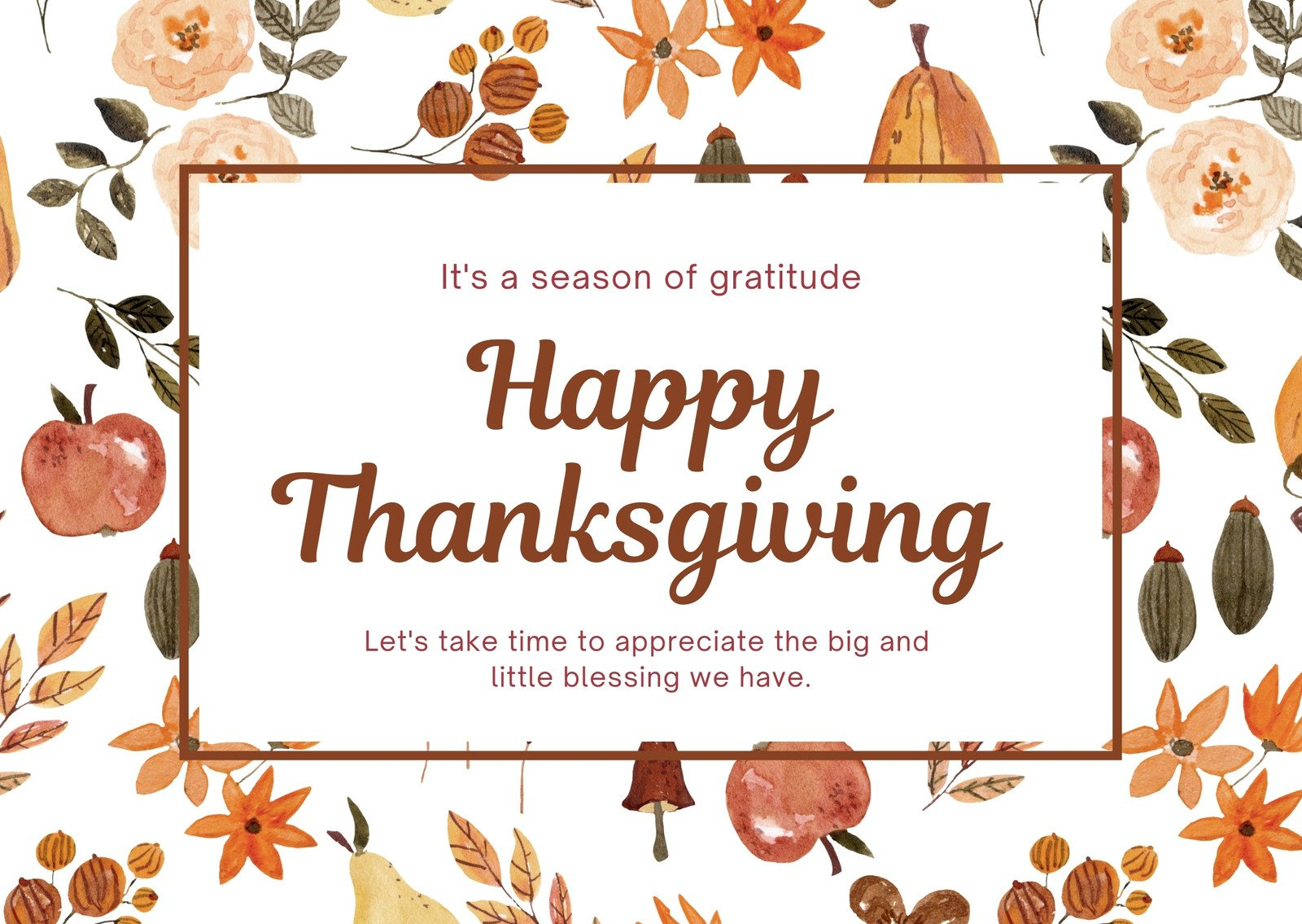 Free Printable, Customizable Thanksgiving Card Templates | Canva inside Thanksgiving Thank You Cards Printable