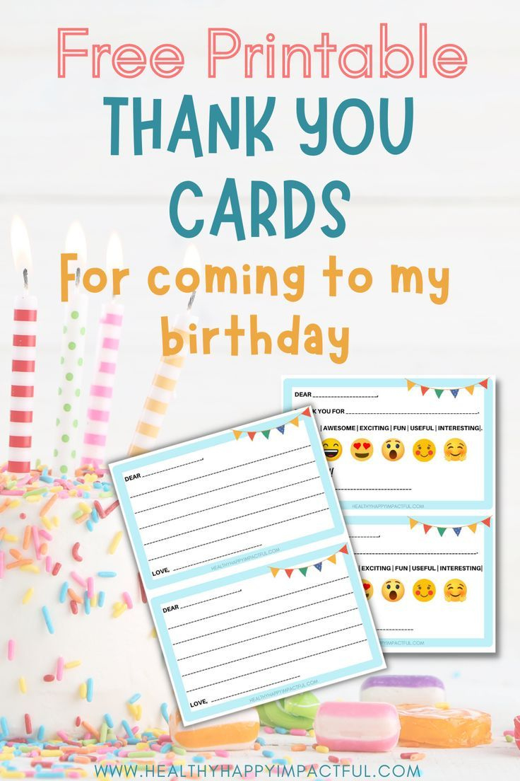 Free Printable 🥳 Thank You For Coming To My Birthday Cards intended for Printable Free Thank You Cards For Birthday