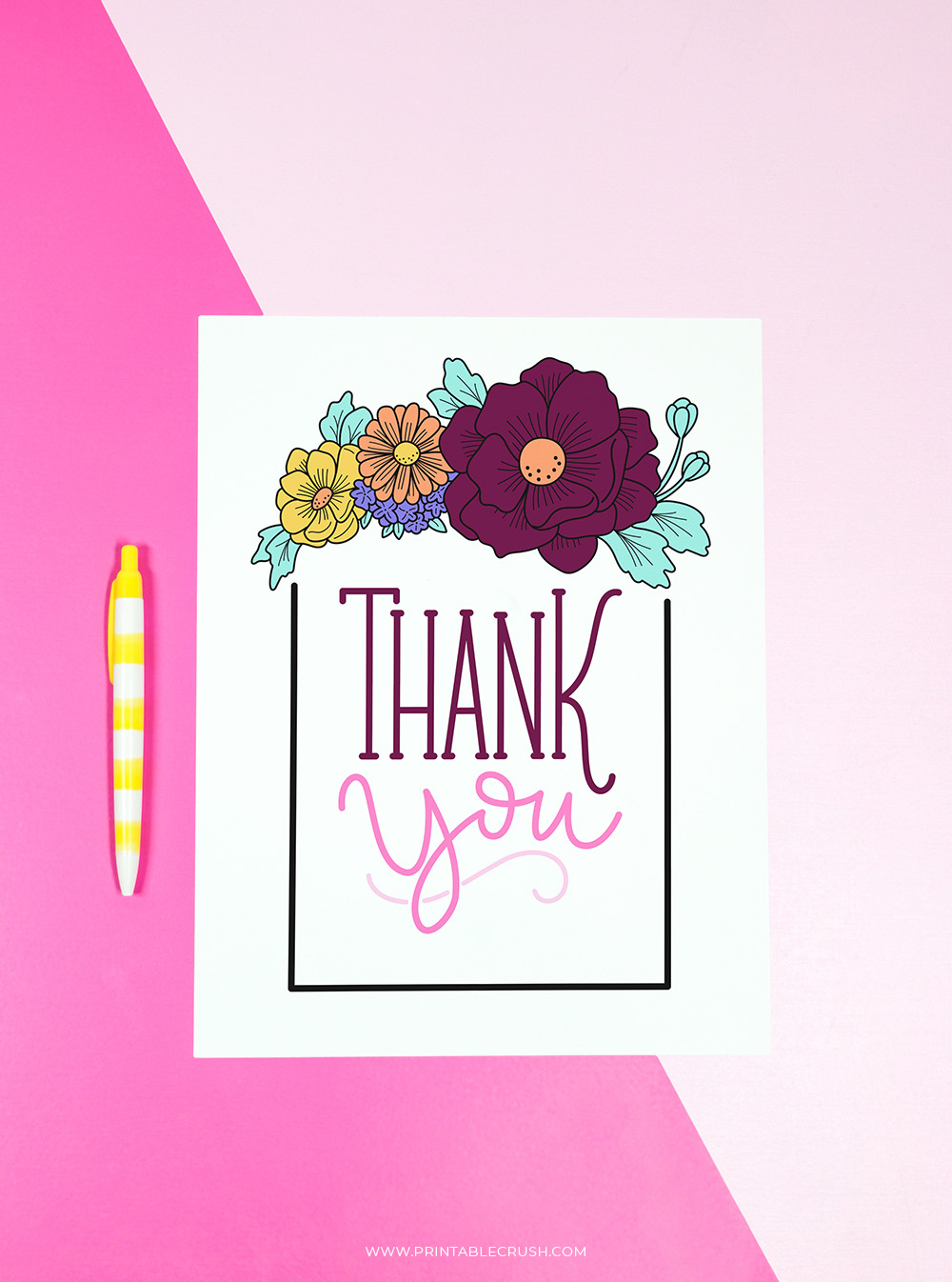 Free Printable Floral Thank You Cards for Flower Thank You Cards Printable