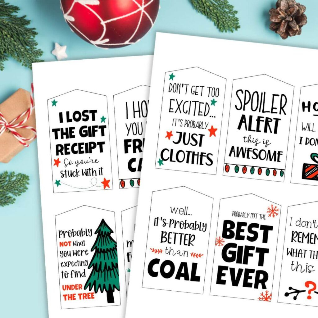 Free Printable Funny Christmas Gift Tags - The Savvy Sparrow for Printable Funny Christmas Tags