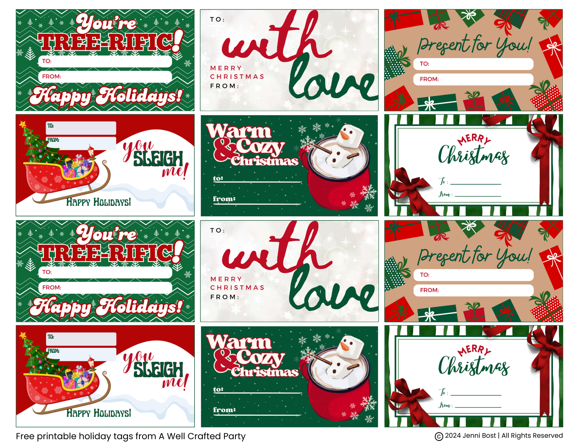 Free Printable Holiday Gift Tags – A Well Crafted Party intended for Printable Christmas Tags For Gifts