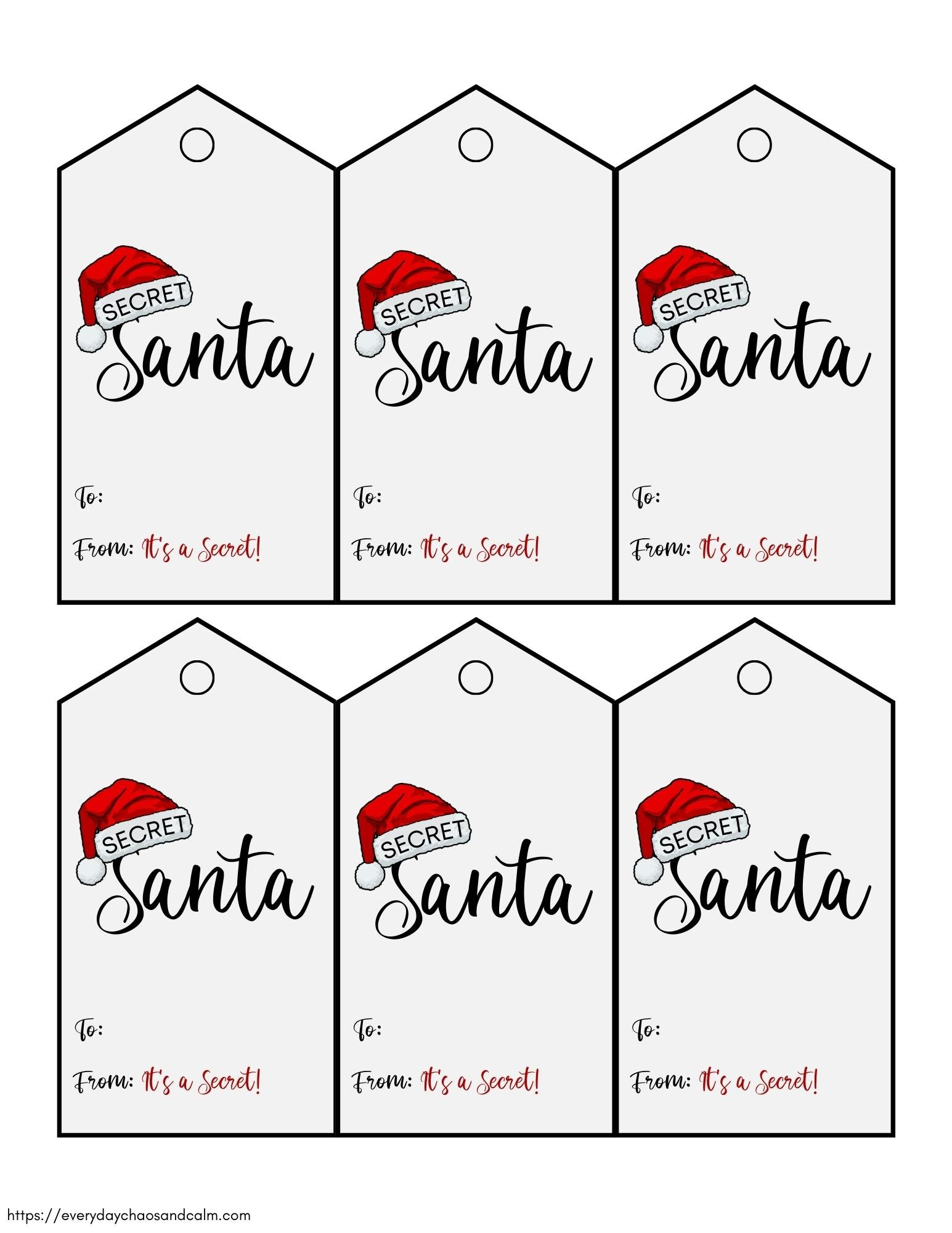 Free Printable Secret Santa Gift Tags intended for Printable Christmas Tags For Secret Santa