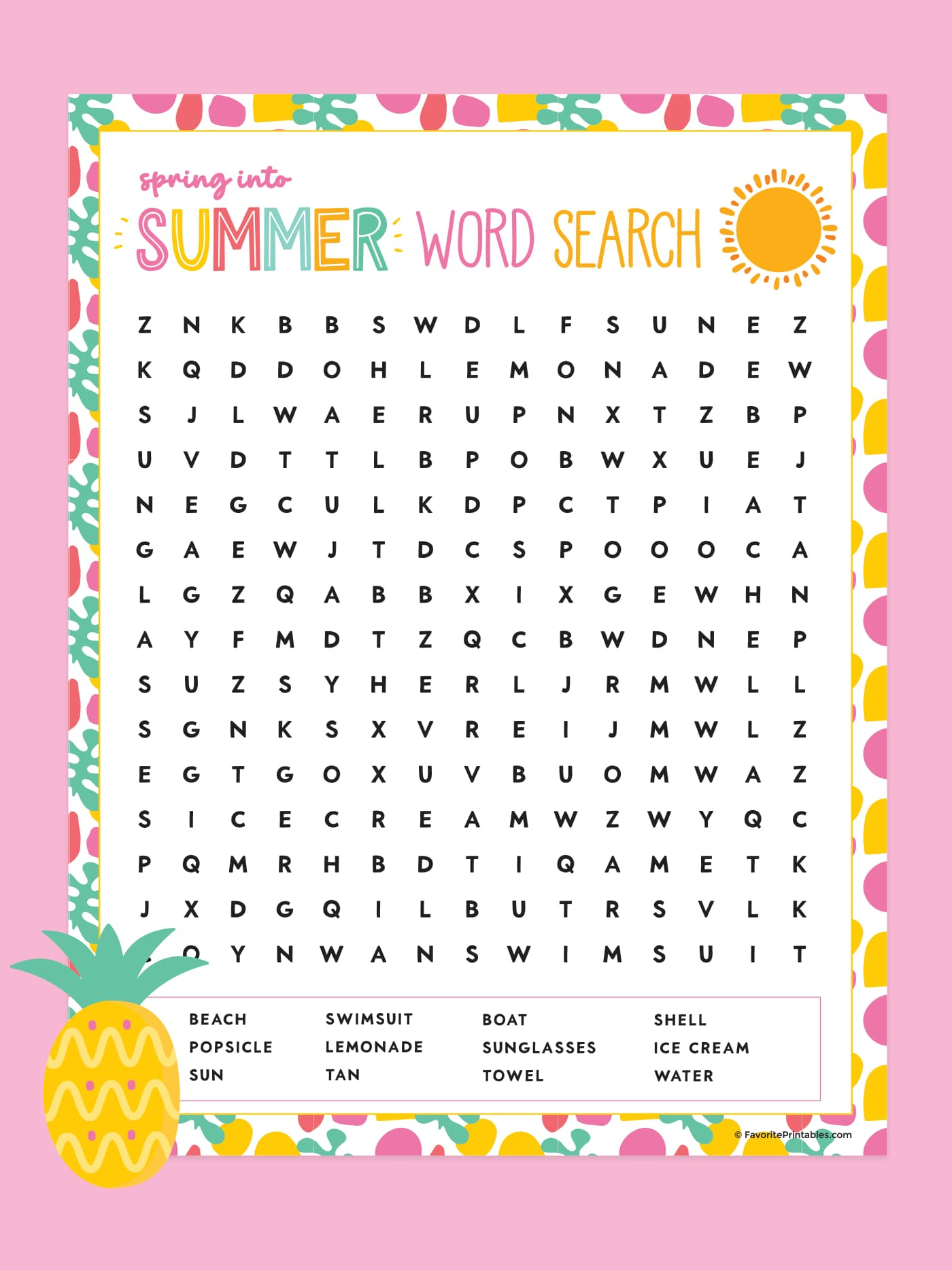 Free Printable Summer Word Search - Favorite Printables intended for Summer Holiday Word Search Printable Free