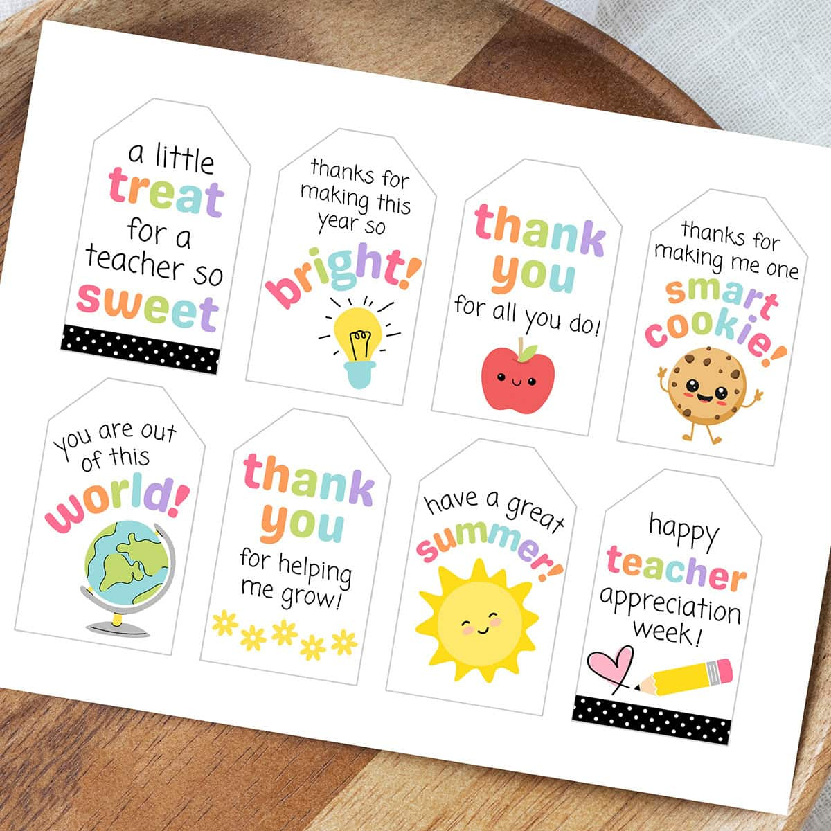 Free Printable Teacher Appreciation Gift Tags - Aubree Originals throughout Printable Teacher Christmas Tags