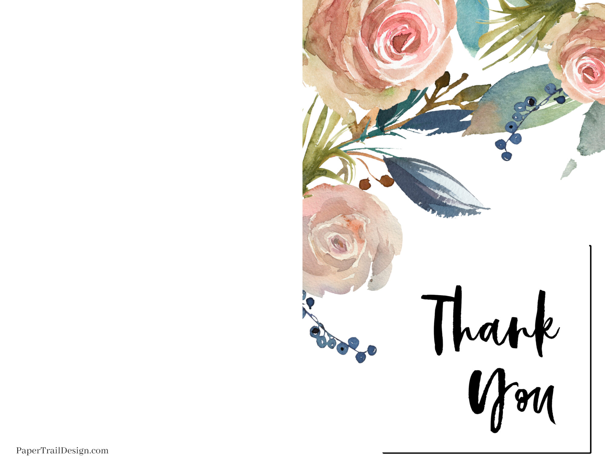 Free Printable Thank You Cards - Paper Trail Design inside Blank Thank You Cards Printable Free