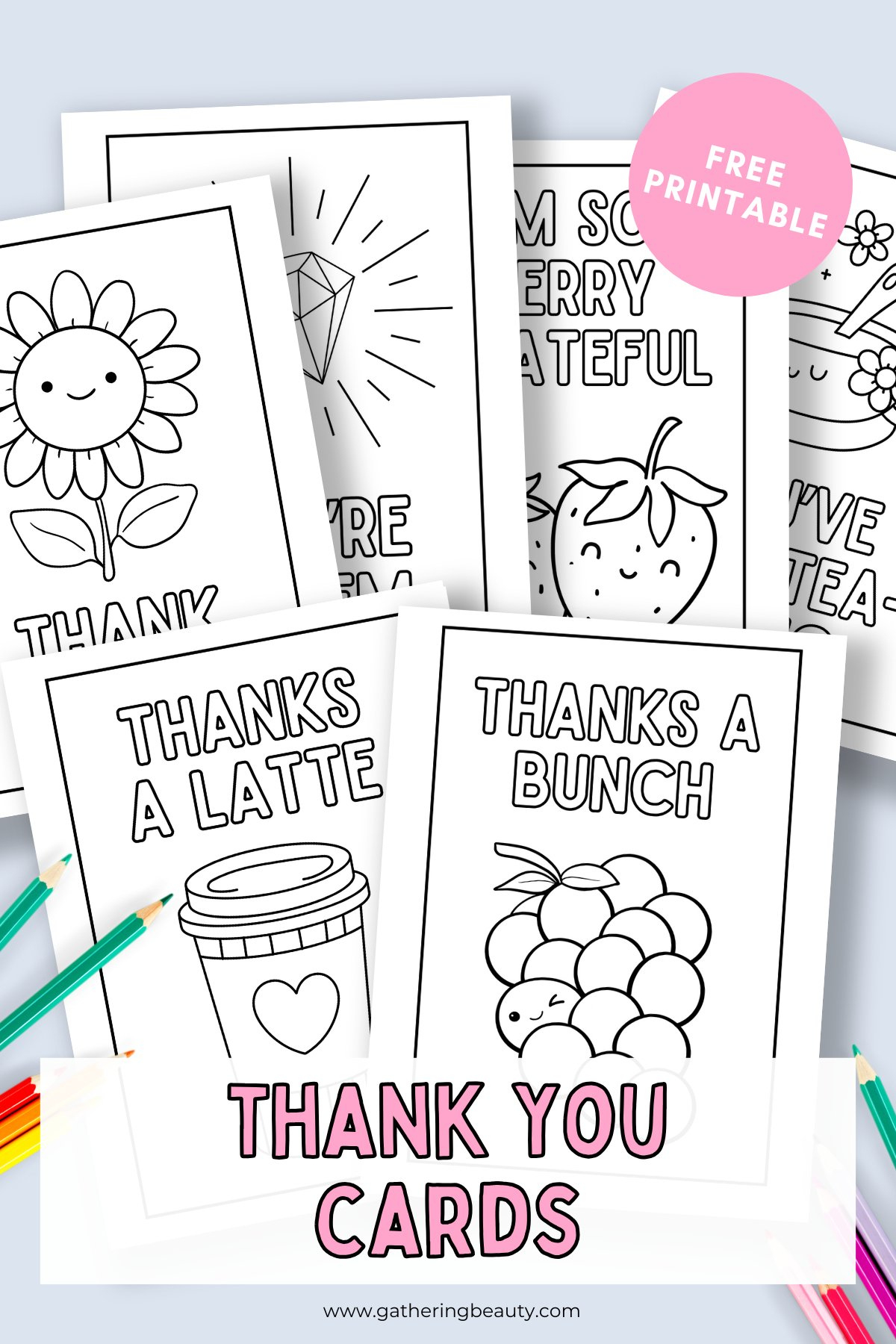 Free Printable Thank You Cards To Colour — Gathering Beauty pertaining to Free Printable Thank You Cards For Kids