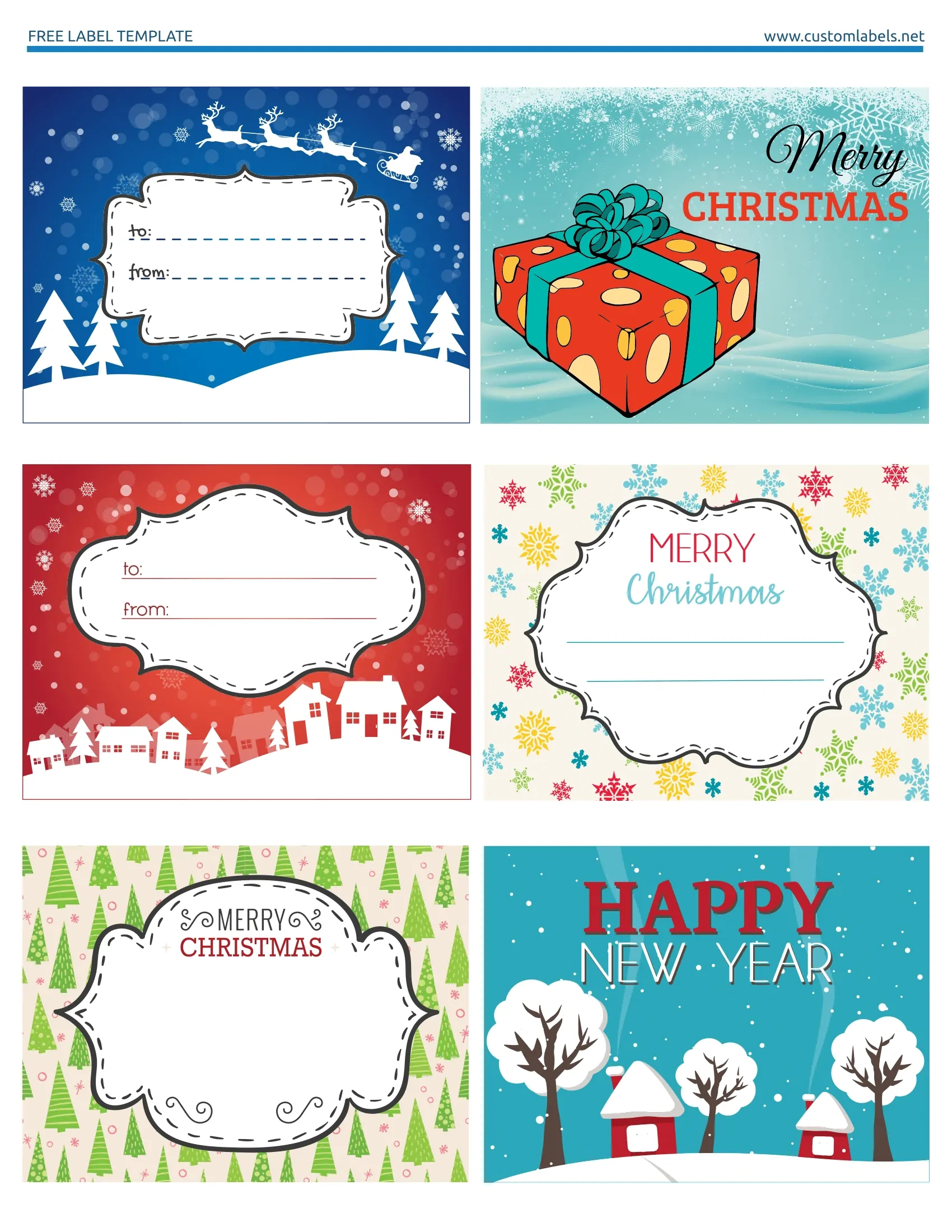 Fun And Colorful Christmas Labels - Free Printables inside Free Printable Christmas Gift Tags Templates