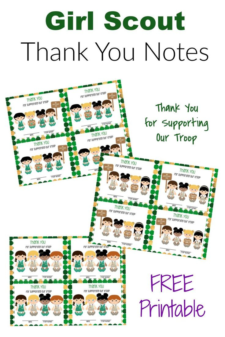 Girl Scout Thank You Notes intended for Girl Scout Thank You Cards Free Printable
